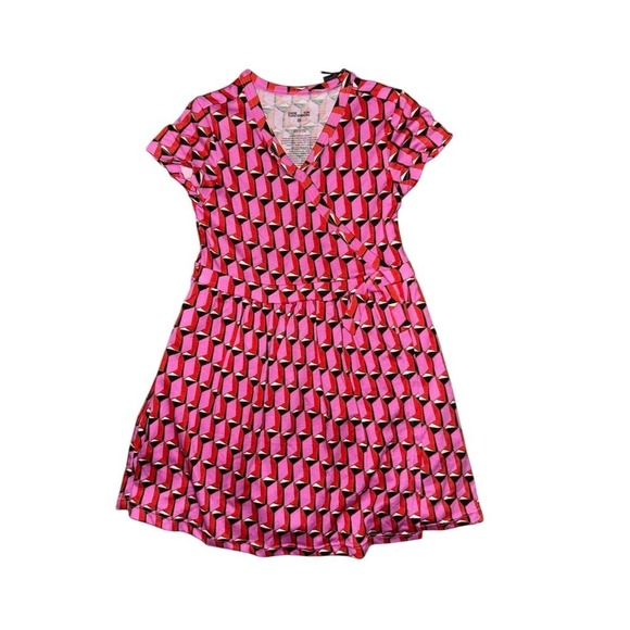 Diane Vaughn Firstenberg DVF Target Girls Pink Geometric Faux Wrap Dress Size 3T - Picture 4 of 7